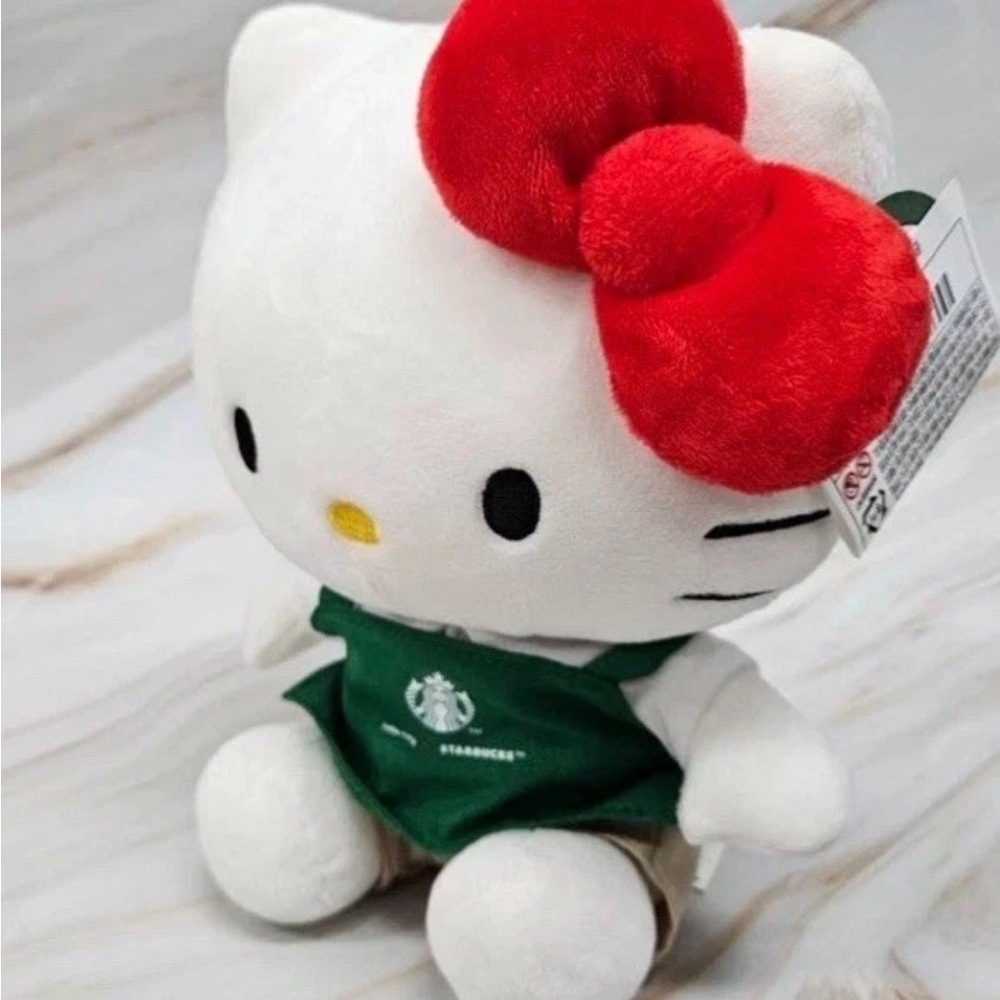 NEW Starbucks Hello Kitty Plush with Red Bow and Green Apron - Picture 3 of 4